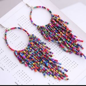 Boho Festival Tassel Multicolor Beaded Ear…